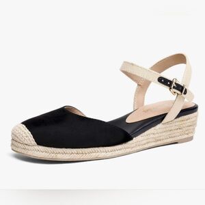 Dream Pairs Womans Black/Tan Canvas Espadrille , Size 8